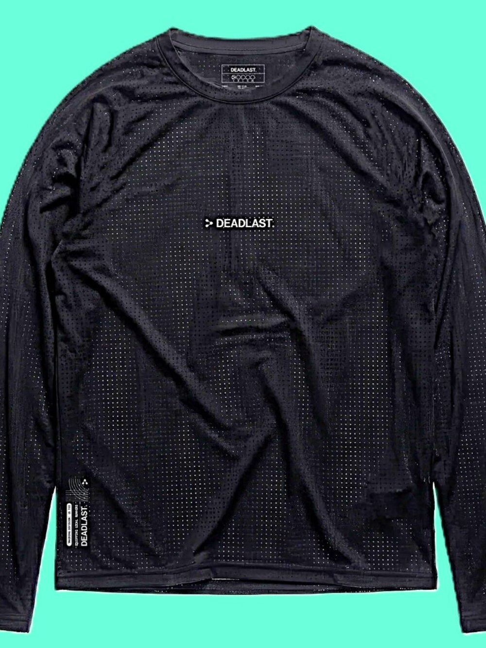 Perforated LS Running Shirt Black w/ Reflective Print BNWT Size Large